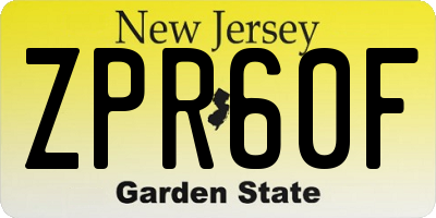 NJ license plate ZPR60F