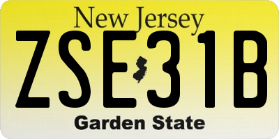 NJ license plate ZSE31B