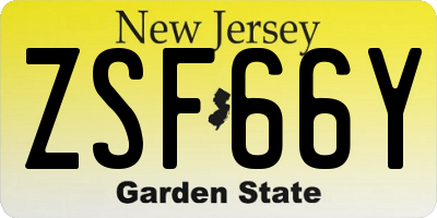 NJ license plate ZSF66Y