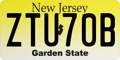 NJ license plate ZTU70B