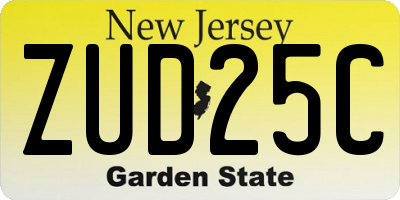 NJ license plate ZUD25C