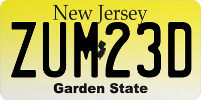 NJ license plate ZUM23D