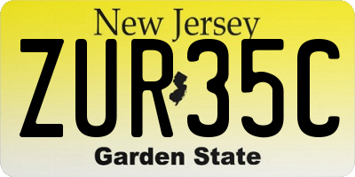 NJ license plate ZUR35C