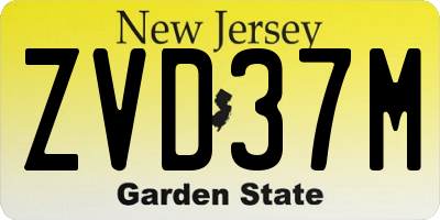 NJ license plate ZVD37M