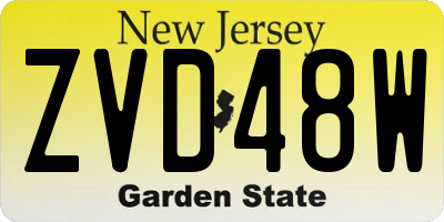 NJ license plate ZVD48W