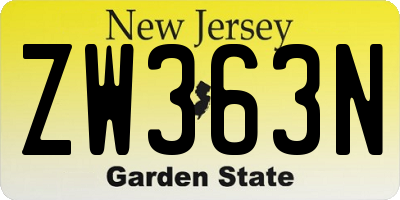 NJ license plate ZW363N