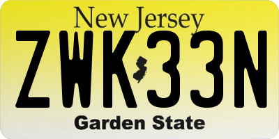 NJ license plate ZWK33N