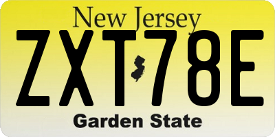 NJ license plate ZXT78E