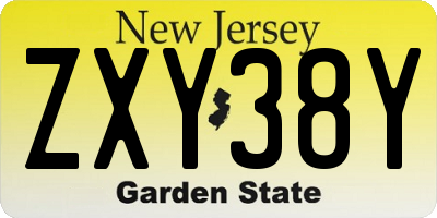 NJ license plate ZXY38Y