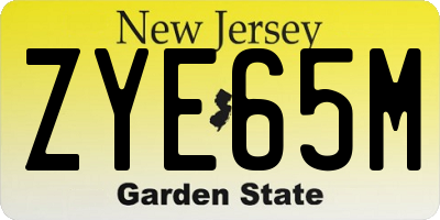 NJ license plate ZYE65M