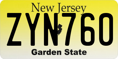 NJ license plate ZYN760