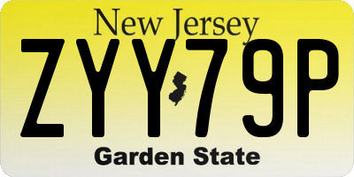 NJ license plate ZYY79P