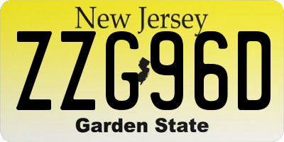 NJ license plate ZZG96D