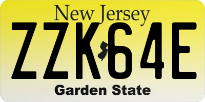 NJ license plate ZZK64E