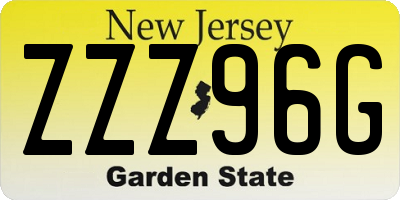 NJ license plate ZZZ96G