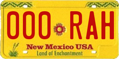 NM license plate 000RAH