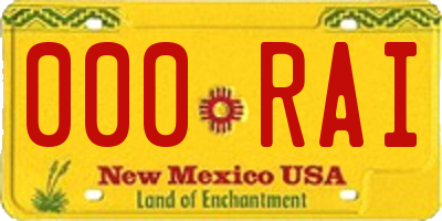 NM license plate 000RAI