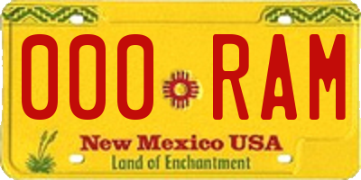 NM license plate 000RAM