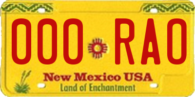 NM license plate 000RAO