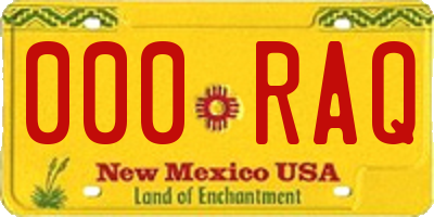 NM license plate 000RAQ