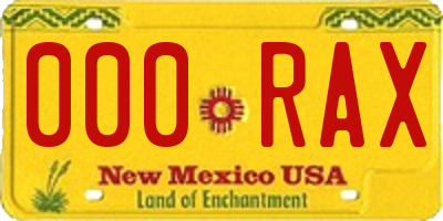 NM license plate 000RAX