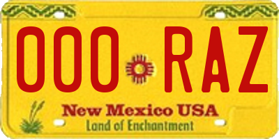 NM license plate 000RAZ