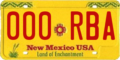 NM license plate 000RBA
