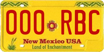 NM license plate 000RBC
