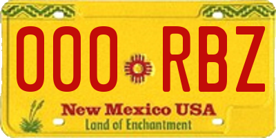 NM license plate 000RBZ