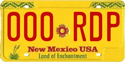 NM license plate 000RDP