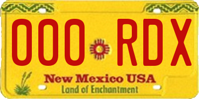 NM license plate 000RDX