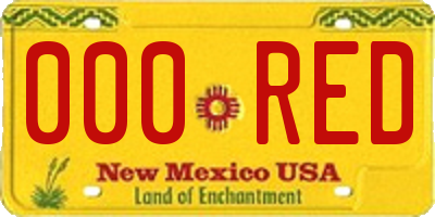 NM license plate 000RED