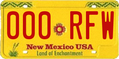 NM license plate 000RFW