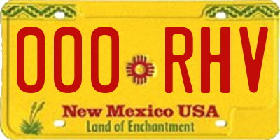 NM license plate 000RHV