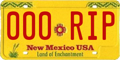 NM license plate 000RIP