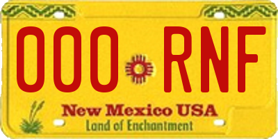 NM license plate 000RNF