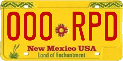NM license plate 000RPD