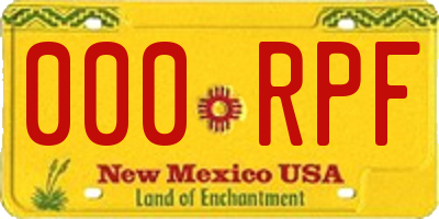 NM license plate 000RPF
