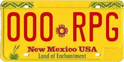 NM license plate 000RPG