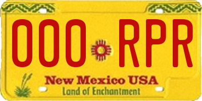 NM license plate 000RPR