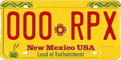 NM license plate 000RPX