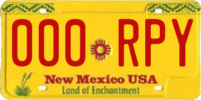 NM license plate 000RPY