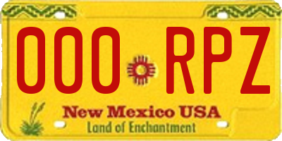 NM license plate 000RPZ
