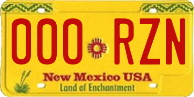 NM license plate 000RZN