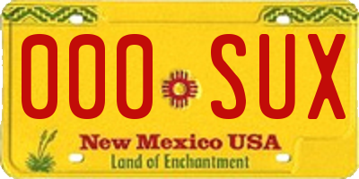 NM license plate 000SUX