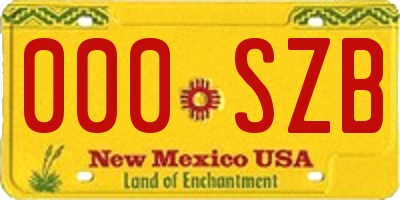 NM license plate 000SZB