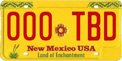 NM license plate 000TBD
