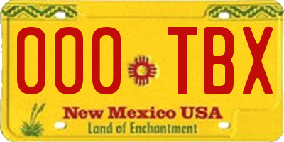 NM license plate 000TBX