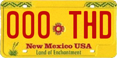 NM license plate 000THD