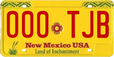 NM license plate 000TJB